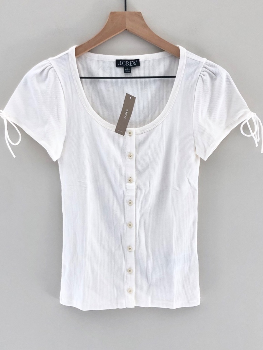 NWT J.Crew Perfect rib button-up shirt with satin trim
